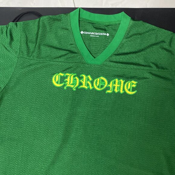 Chrome Hearts Green Sports Mesh Varsity Hockey Short Sleeve T Shirt - Picture 2 of 5